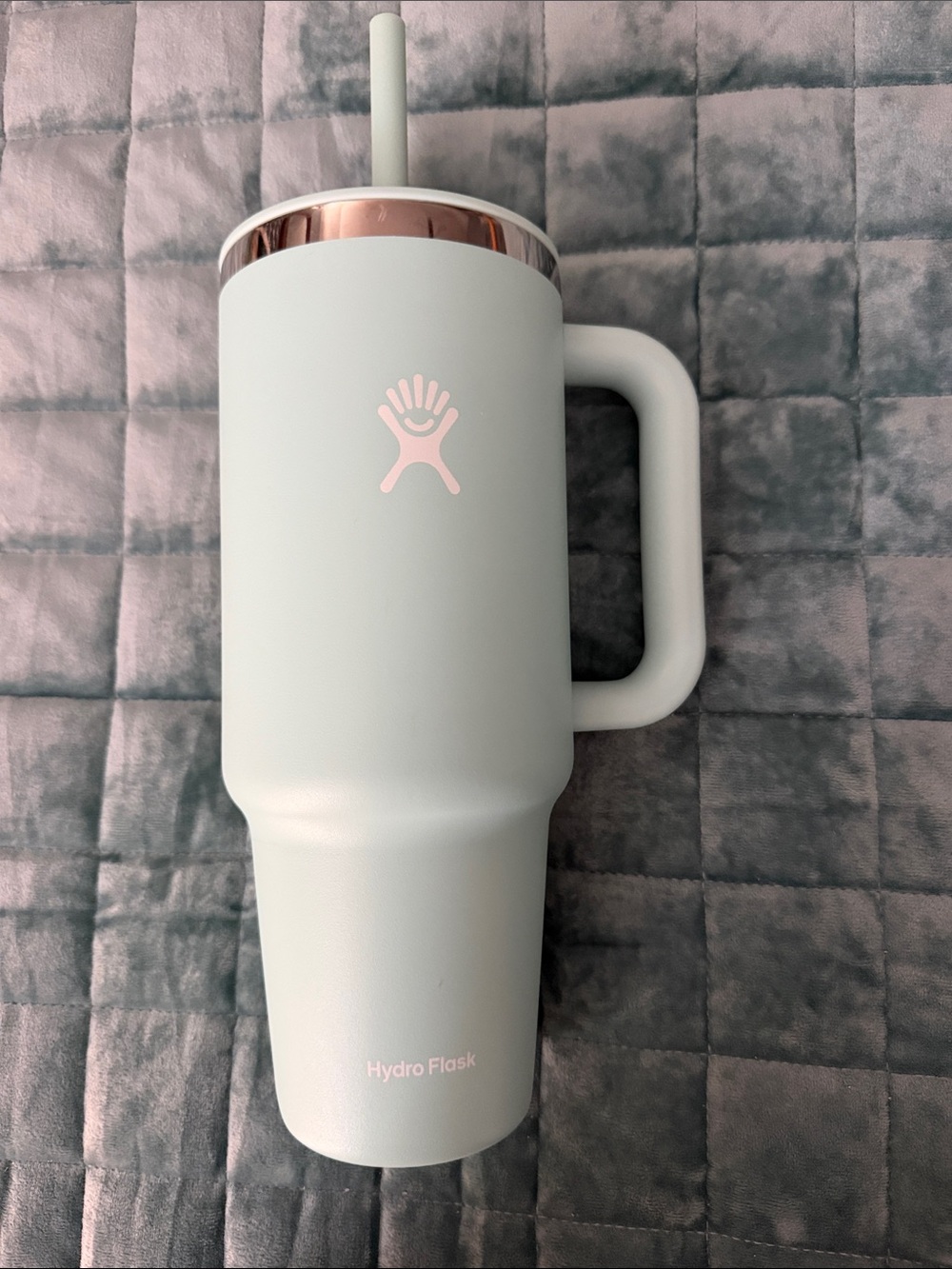Hydro Flask Pale Mint Green Insulated Tumbler with Handle and Straw
